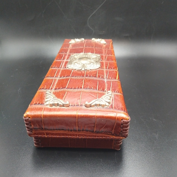 Embellished Leatherette Dresser Storage Necktie Glove Box 8" x 3" - Picture 4 of 12